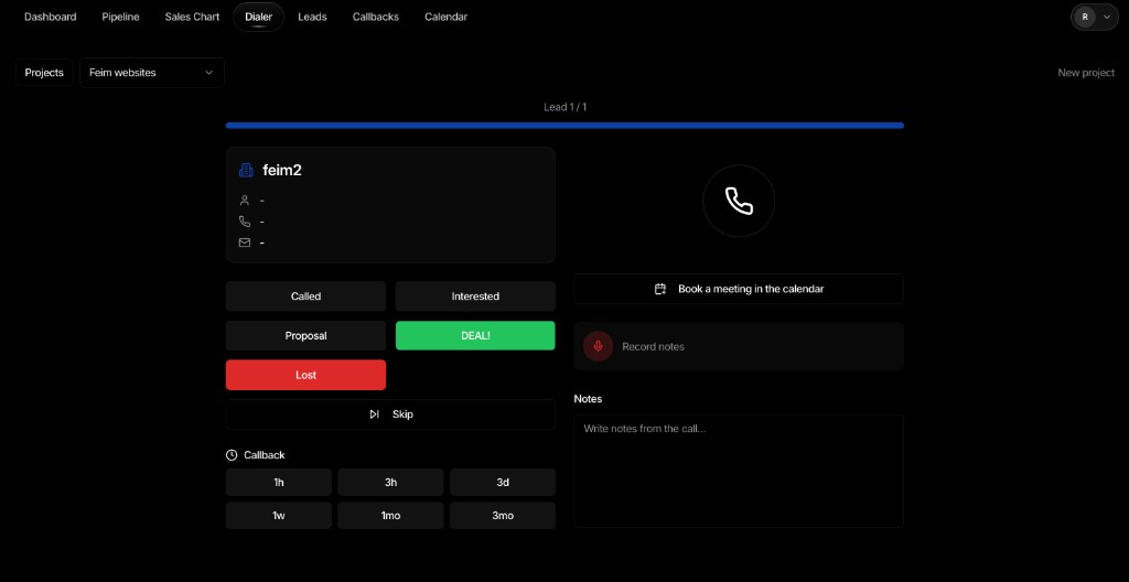 Feim Sales — Mobile Dialer